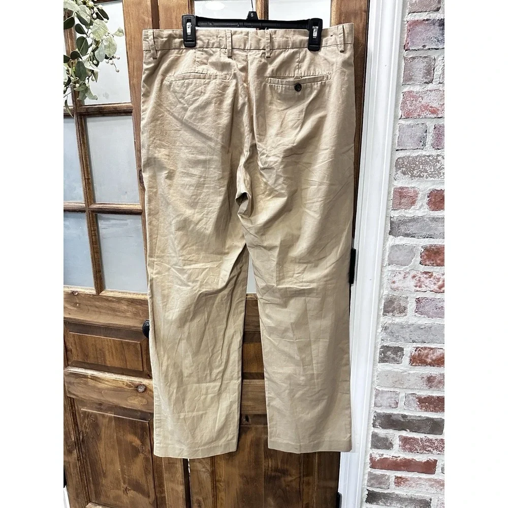 Banana Republic Straight Dress Chino Mens Khaki Tan Cotton Pants Academia‎ 36